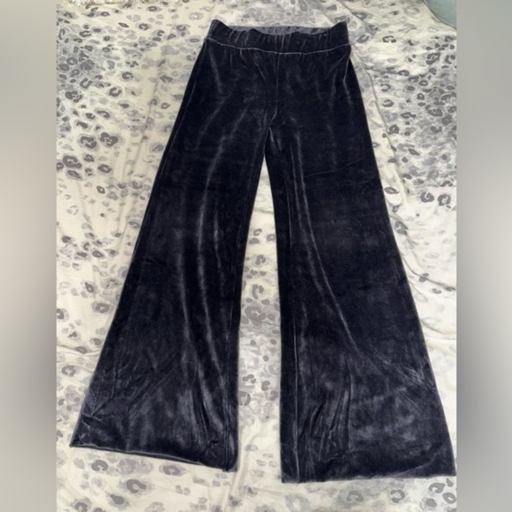 Goldie Black Flare Velvet Pull on Pants Raw Hem